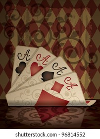 Poker cards in retro style, vector illustration