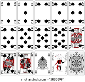 Poker cards spade set two color classic design