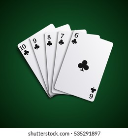 Poker cards straight flash hand template