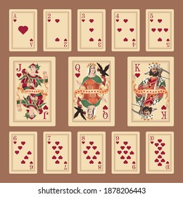 Poker cards suit hearts - vector