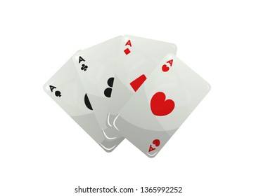 Poker cards. Vector illustration. Set of aces