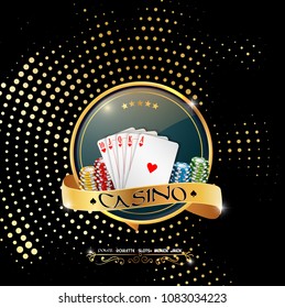 Poker casino banner with chips and cards