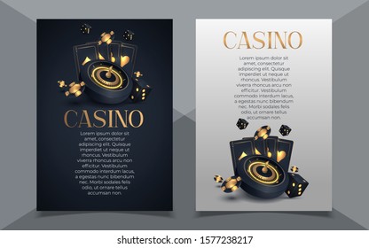 Poker Casino Banner Set with Cards and Chips. Vector illustration