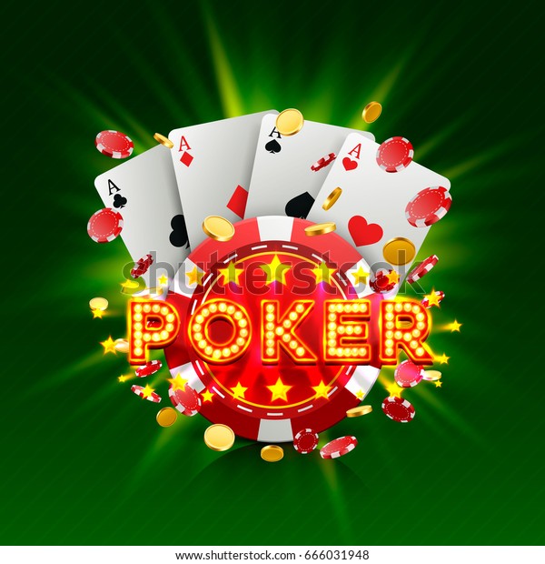 Poker Casino Banner Signboard On Green Stock Vector (Royalty Free ...