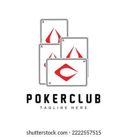 Poker Casino Card Logo, Diamond Card Icon, Hearts, Spades, Ace. Gambling Game Poker Club Design