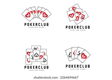 Poker Casino Card Logo, Diamond Card Icon, Hearts, Spades, Ace. Gambling Game Poker Club Design