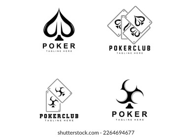 Poker Casino Card Logo, Diamond Card Icon, Hearts, Spades, Ace. Gambling Game Poker Club Design