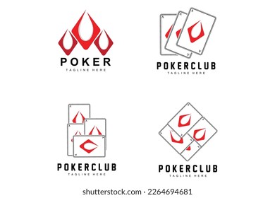 Poker Casino Card Logo, Diamond Card Icon, Hearts, Spades, Ace. Gambling Game Poker Club Design