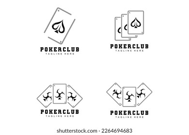 Poker Casino Card Logo, Diamond Card Icon, Hearts, Spades, Ace. Gambling Game Poker Club Design