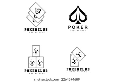 Poker Casino Card Logo, Diamond Card Icon, Hearts, Spades, Ace. Gambling Game Poker Club Design