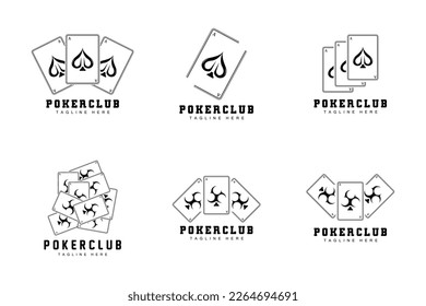 Poker Casino Card Logo, Diamond Card Icon, Hearts, Spades, Ace. Gambling Game Poker Club Design