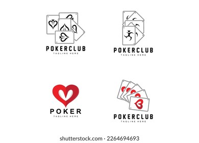 Poker Casino Card Logo, Diamond Card Icon, Hearts, Spades, Ace. Gambling Game Poker Club Design