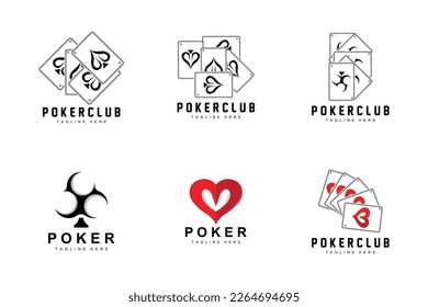 Poker Casino Card Logo, Diamond Card Icon, Hearts, Spades, Ace. Gambling Game Poker Club Design
