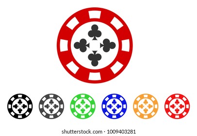Poker Casino Chip icon. Vector illustration style is a flat iconic poker casino chip symbol with grey, yellow, green, blue, red, black color variants. Designed for web and software interfaces.