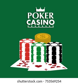 poker casino club cards chips dollar game concept vector illustration