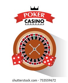 poker casino dice and roulette wheel bets game vector illustration