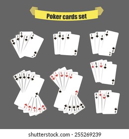 Poker casino gambling set with cards chips. vector illustration for design banner.