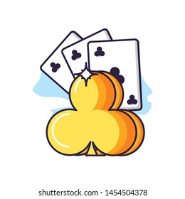 poker casino game cards with clover symbol