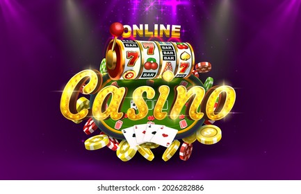 Poker casino online coin, cash machine play now. Vector illustration