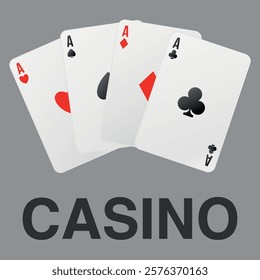 Poker and casino, playing cards. Vector background with four aces