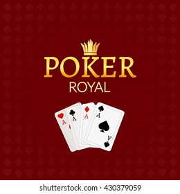 Poker casino poster logo template design. Royal golden poker room design template.