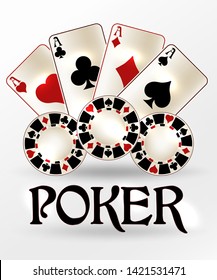 Poker casino vip card with chips, vector illustration