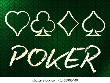 Poker chalk drawing banner, vector illustration