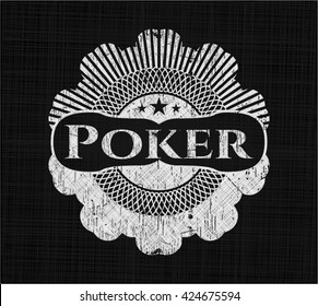Poker chalkboard emblem written on a blackboard
