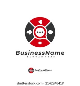 Poker Chat logo vector template, Creative Gambling logo design concept