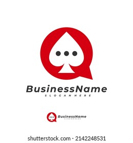 Poker Chat logo vector template, Creative Gambling logo design concept