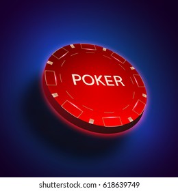 Poker chip, 3d in air. Vector illustration.