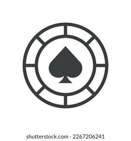 Chip de póquer, icono del vector aislado del casino
