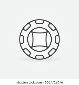 Concepto de Chip de póquer icono vectorial mínimo o símbolo en línea delgada