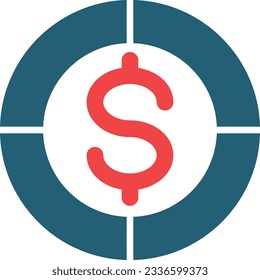 Poker Chip Glyph Two Color Icon For Personal And Commercial Use.
