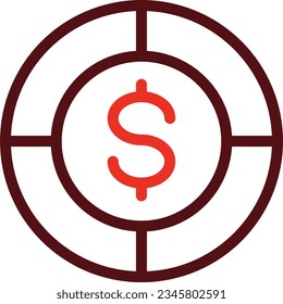 Poker Chip Glyph Two Color Icon For Personal And Commercial Use.
