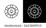 Poker chip icon concept stroke on white background
