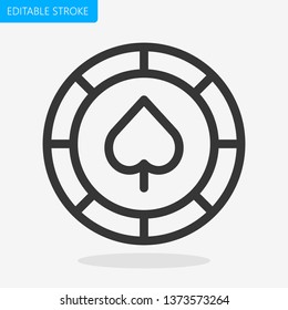 Poker Chip Icon Editable Stroke Pixel Perfect Vector