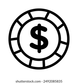 Poker chip icon linear logo mark in black and white