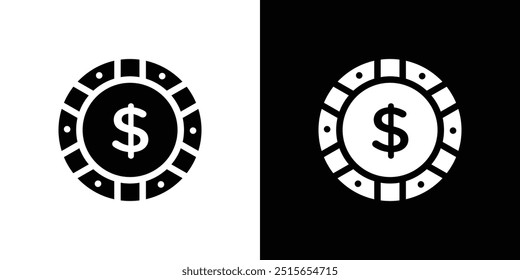 poker chip icon logo set vector