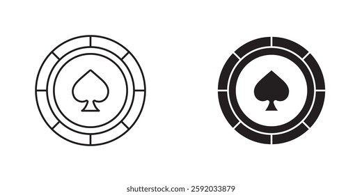 Poker chip icon symbol collection on white background.