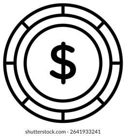 Poker chip icon Thin line vector design