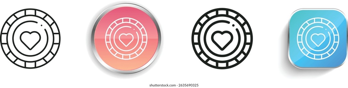 poker chip icon. Thin Linear, Regular and Button Style Design Isolated On White Background