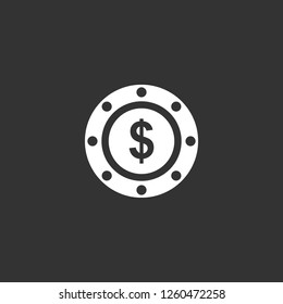 Poker Chip icon vector. Poker Chip sign on black background. Poker Chip icon for web and app