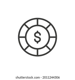 Poker chip icon with white background