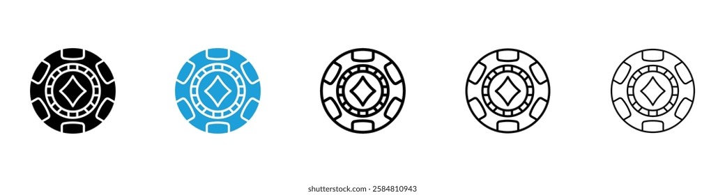 Poker chip icons collection vectors in black and blue