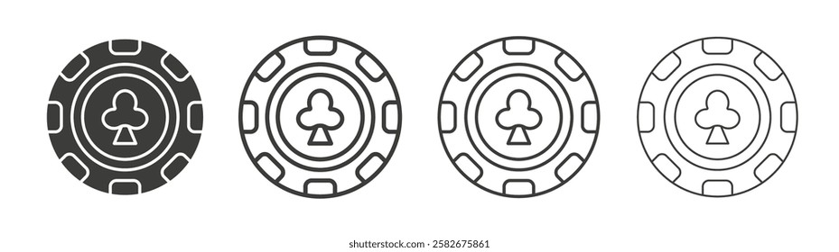 Poker chip icons set vectors graphic designs