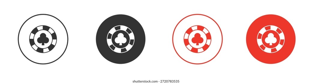 Poker-Chip-Symbole einfache flache Silhouette Vektorgrafik