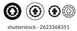 Poker chip icons in solid black and outlined style