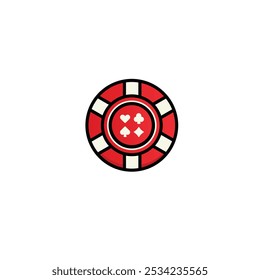 Poker chip logo icon flat vector design