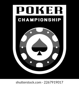 Poker chip logo. Spades sign. Gambling emblem. Casino games.